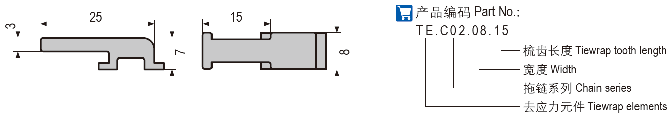 C02电缆拖链消除应力元件 C02电缆拖链消除应力元件
